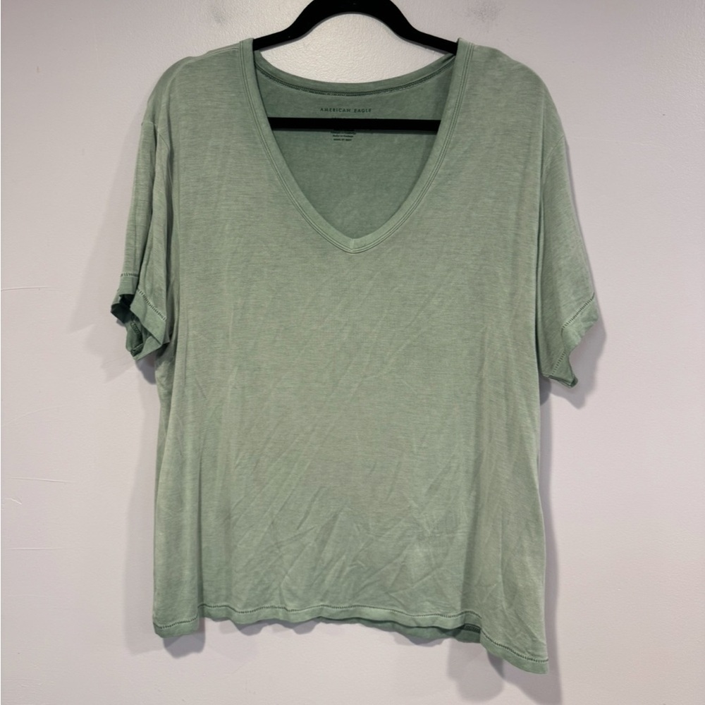 American‎ Eagle Soft & Sexy V-Neck Tee Light Seafoam Green Women Medium